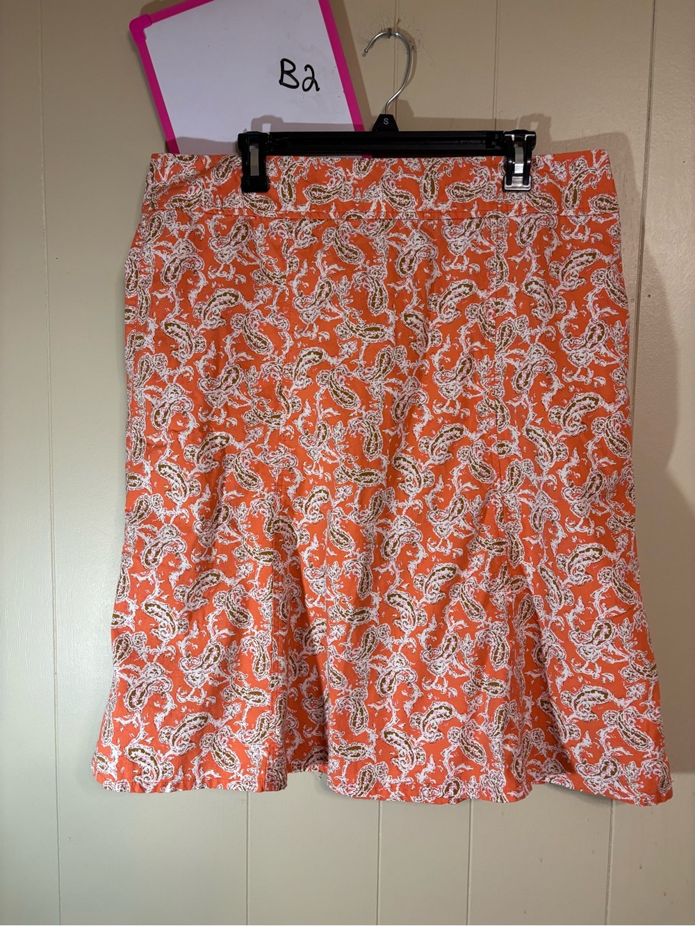 Eddie Bauer Orange Paisley A-Line Skirt